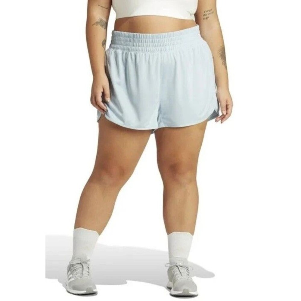 Adidas Pacer Knit Shorts Women Size 3X High Rise Regular Fit Wonder Blue NEW